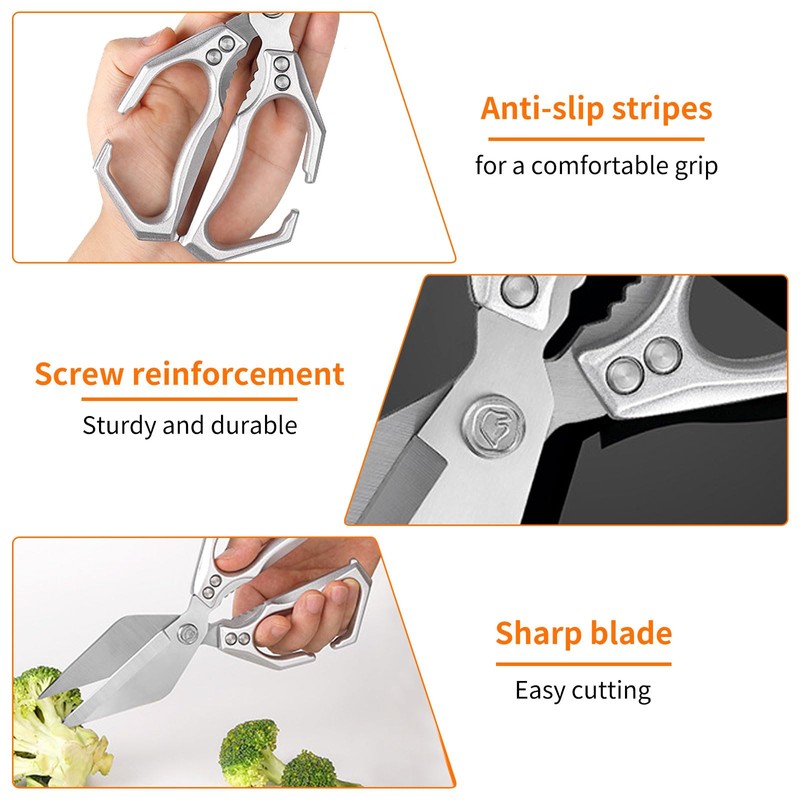 Multifunctional Kitchen Scissors Heavy Duty, Stainless Steel Sharp Scissors for