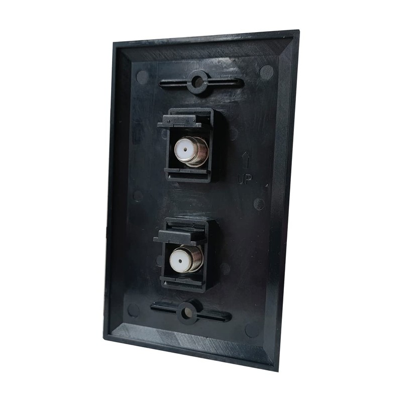 BUPLDET 2 Port Coax Wall Plate Black - Single Gang