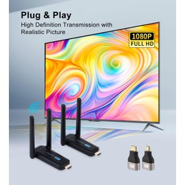 Wireless HDMI Transmitter and Receiver,164Ft/ 50M Extender Kit 4K Decode 1080P@60Hz Output, Plug and Play for Streaming Video/Audio from Laptop/PC/TV Box to Large Screen/Monitor/TV