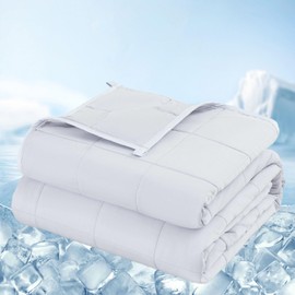 XINIUSLEEP Cooling Weighted Blanket for Adults (15 lbs, 48”x72”,Light Grey) Breathable and Heavy Cooling Blanket for 140-150lbs with Premium Glass Beads,Soft Thick Weighted Blanket for All Season