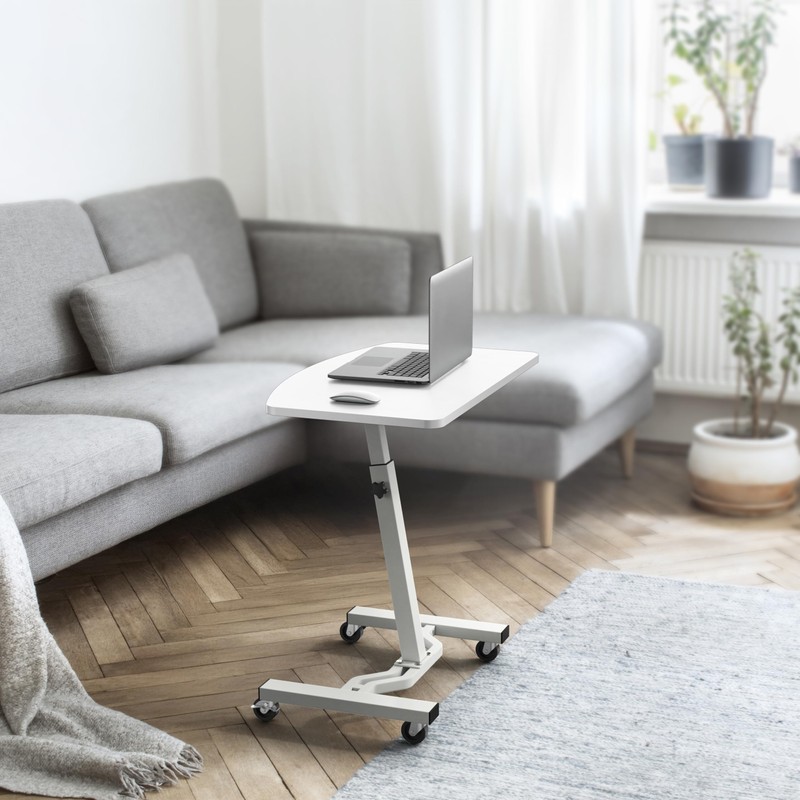 SHW Mobile Height Adjustable Laptop Rolling Cart with Height Adjustment