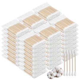 Cotton Swabs with Wooden Stick Double Round Buds,Cotton Swabs Bulk Travel Size Ear Swabs for Ears Makeup Household Cleaning Arts Crafts Pet Care (1 Count (Pack of 2000))