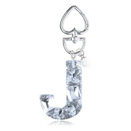 YSUY Sparkly Initial Letter Charm Keychain, Women's Bling Cup Accessories, Mini Backpack Bag Charm, Cute Heart Keychain Accessories for Girls, Women's Keychains for Car Keys, Good Gift Keychains (J)