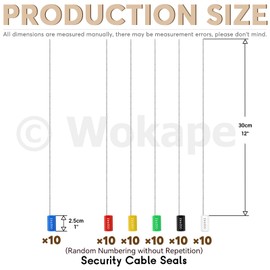 Wokape 60Pcs Steel High Security Cable Seals Kit, ABS Self-Locking Shipping Tags Anti-Tamper Numbered Pull-Tite Safety Tags for Truck Trailer Container