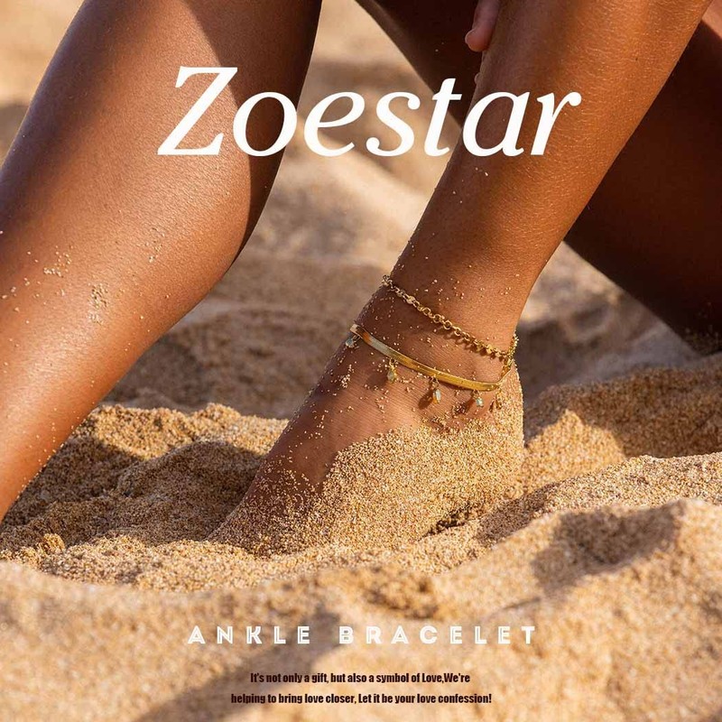 Zoestar Boho Rhinestone Anklet Silver Star Moon Anklet Crystal Anklet