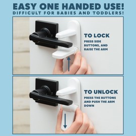 Todays Kids Childproof Door Lever Lock (3 Pack) Easy Install Child Proof Door Lock, Secure 2 Button Design - ABS Material Door Locks for Kids Safety, One Hand Operation Child Safety Locks for Doors
