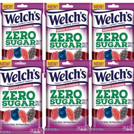 Welch's Fruit Snacks, Zero Sugar Berries 'N Cherries, Gluten Free, 3 oz, 6 Pack