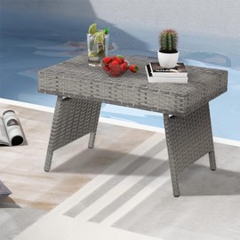 ReunionG Wicker Side Table, Grey