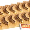 Brown Lashes Strip Natural Looking Cat Eye Eyelashes Wispy Fluffy