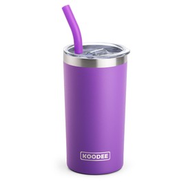 koodee Tumbler with Straw-12 oz Skinny Tumbler with Lid Stainless Steel Double Wall Vacuum Insulated Water Cup, Sweat-Free (Purple)