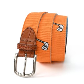 Mile High Life Golf Belts for Men, Canvas Belt with Genuine Leather Tips, Embroidered 2 Layer Web Belt with Pin Buckle