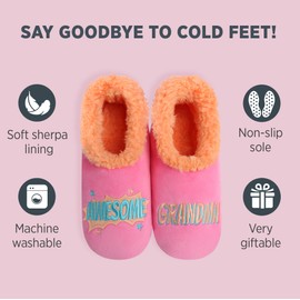 Snoozies Women's Slippers - Simply Pairable - Cozy Animal Print Slippers - Awesome Grandma, Medium