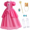 Princess Peach costume for Little Girl's Dress Up with Crown