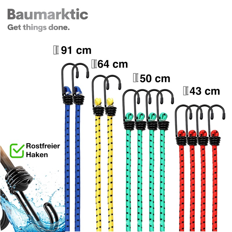 12 x Expander and Luggage Straps – Rubber Cords with