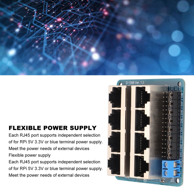 GPIO Breakout Board Professional 8 RJ45 Ports 40 Pin Power