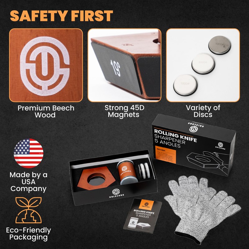 Rolling Knife Sharpener 5 Angles (12,15,17,19,22°) - 5 Sided Rolling