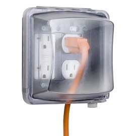 TayMac 2 Gang Clear Weatherproof Wall Plate 55 In 1 Electrical Outlet Cover