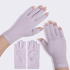 KADS UV Gloves for Nail Lamp,Professional UPF100+ UV Protection Gloves for Manicures Nail Art,Fingerless Gloves That Shield Skin from The Sun and Nail Lamp (Purple)