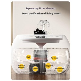 Ceramic Cat Water Fountain -50oz/1.5L Cat Fountain for Drinking- Pet Water Fountain for Cats Indoor - Automatic Water Dispenser Bowl - Cat Feeding & Watering Supplies for Small Dog，White