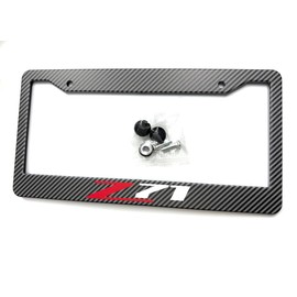 1PC Carbon Fiber Metal Z71 License Plate Frame Tag Cover Holder Mount for Chevy Silverado Sierra Tahoe