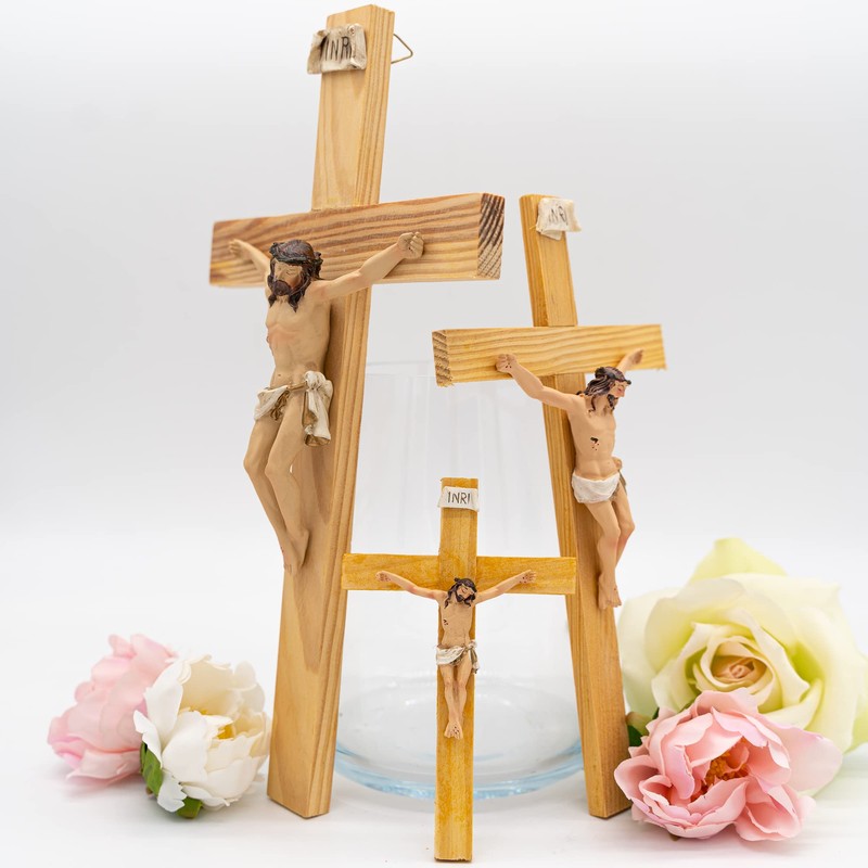 Holy Family Wooden Wall Cross with Christ - Three Sizes
