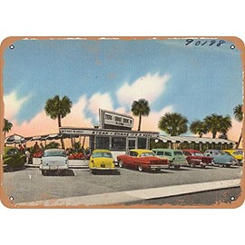 10 x 14 METAL SIGN - Florida Postcard - Steak n Shake, It's a meal' - Vintage Rusty Look
