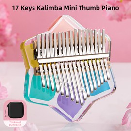Kalimba Mini Thumb Piano 17 Keys Portable Musical Instrument Cartoon Cute Kalimba Thumb Piano Music Box Gift for Beginners Interesting Party Travel Thumb Piano Instrument