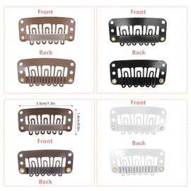 Prasacco Pack of 40 Hair Extensions Clips, Wig Clips, Hair Extensions Clips for Extensions, Braided, 6 Teeth, U-Shape Wig Clips for Securing Wigs, Metal Wig Accessories, 4 Colours