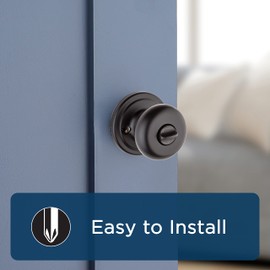 Weiser Troy Matte Black Front Door Knob with Lock and Key, Exterior/Interior Door Handles with Lock, Keyed Entry Door Knobs for Front Door, Bedroom, Bathroom & Office, Traditional Home Décor