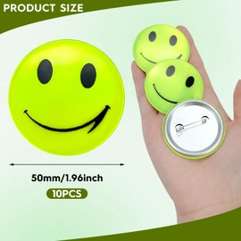 Reflective Smiley Pendant, Safety Reflector Pendant, Children's School Bag, Light Pendant, Smiley Safety Reflector, for School Bag, Backpack, Cycling, Pack of 10