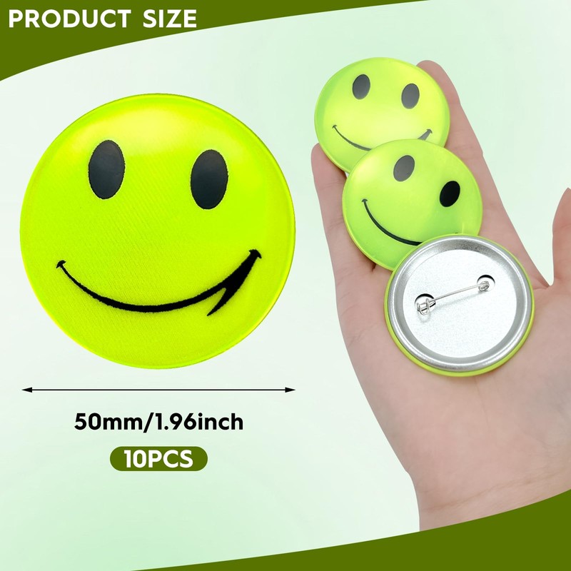 Reflective Smiley Pendant, Safety Reflector Pendant, Children's School Bag, Light