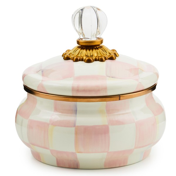 MACKENZIE-CHILDS Enamel Squashed Pot, Cute Enamelware Storage Canister with Lid,