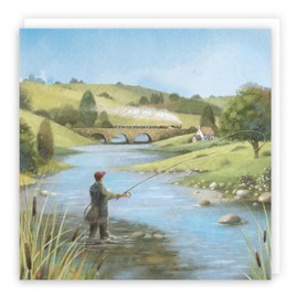 Hunts England - Fly Fishing Fun Blank Card For Him - Milo's Gallery - Sport Any Occasion Card - Blank Any Occasion Card - All Occasions Card For Fishing Lovers - For Boys, Men