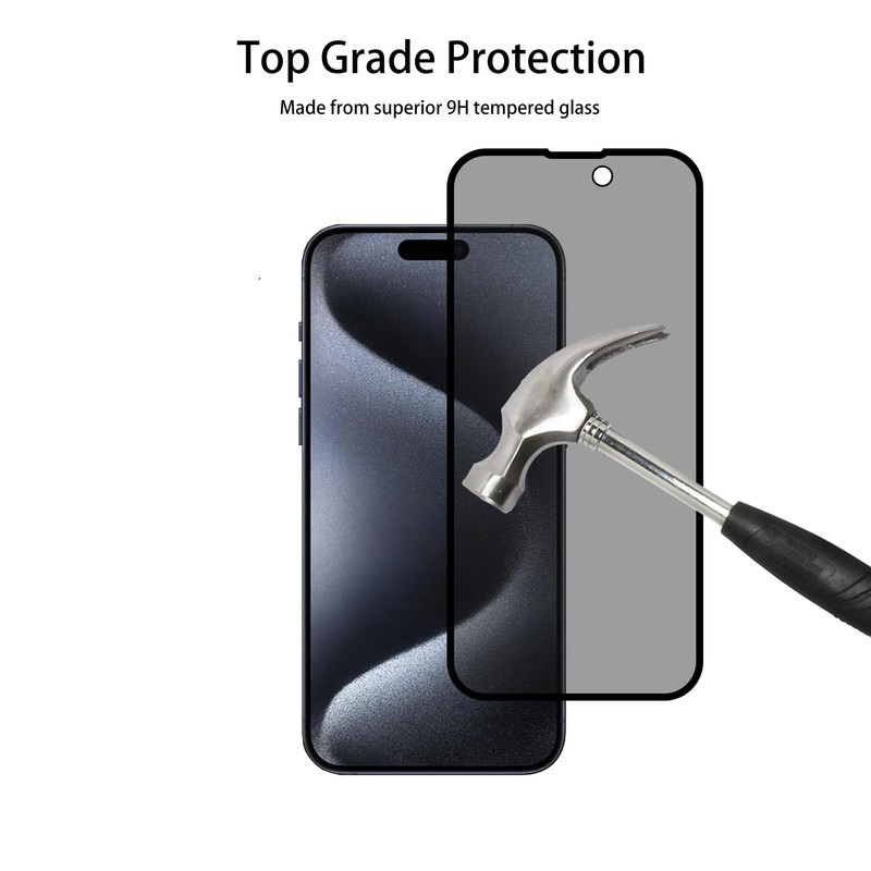 HKKAIS 2-2 Pack Privacy Screen Protector Designed For IPhone15 Pro