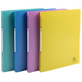 Exacompta - Ref. 54190E - Set of 4 Forever Young flexible PP binders - 2 round rings diameter 15 mm - Spine 20 mm - External dimensions: 32 x 25 cm - A4 file format - 4 assorted colors