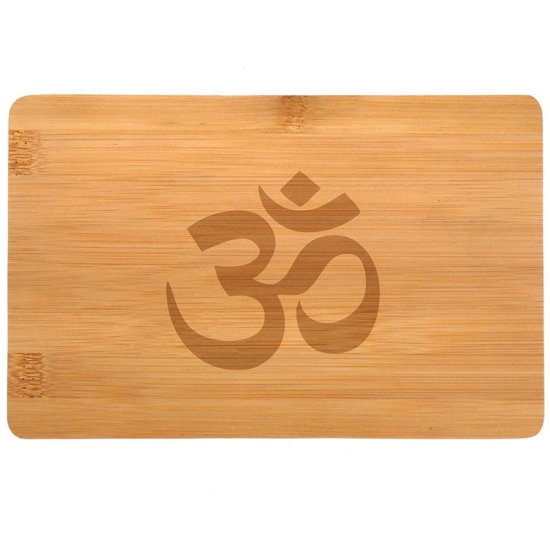 Samunshi® Wooden Board with Engraving Om Mantra Made of Bamboo