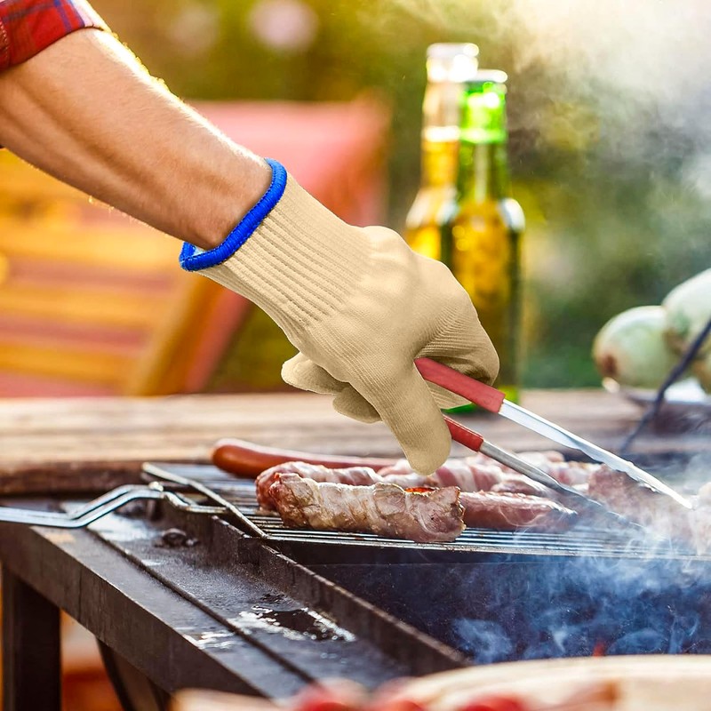 Oven Mitt BBQ Grill Gloves - 1 Pair 5 Finger