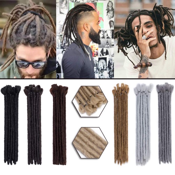 12 Inch Short Dreadlocks Extensions 5 strands Soft Handmade Faux Locs Crochet Dreads Hairpieces for Men Reggae Hip-Pop Natural Blonde