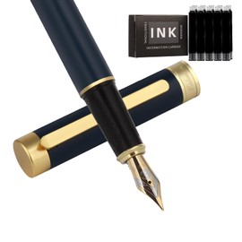 Zalantan Fountain pen,Luxury pen,Nice pen gift pure copper heavy feel Office Executive Pen Smooth Writing Pens for Men Funcy Pens with Gift Case 10 black cartridges medium nib