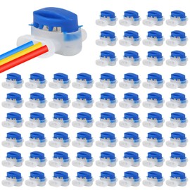 60 Pack Wire Connectors Electrical IDC 314-Box Waterproof, 3-Way Boundary Pigtail Locks Wire Connector Electric 22-14AWG Cable Self-Stripping Outdoor Splice for Robotic Lawn Mowers Irrigation