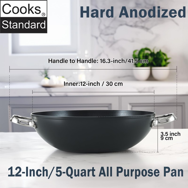 Cooks Standard Everyday Pan with Glass Lid, Chef's Pan 12-Inch