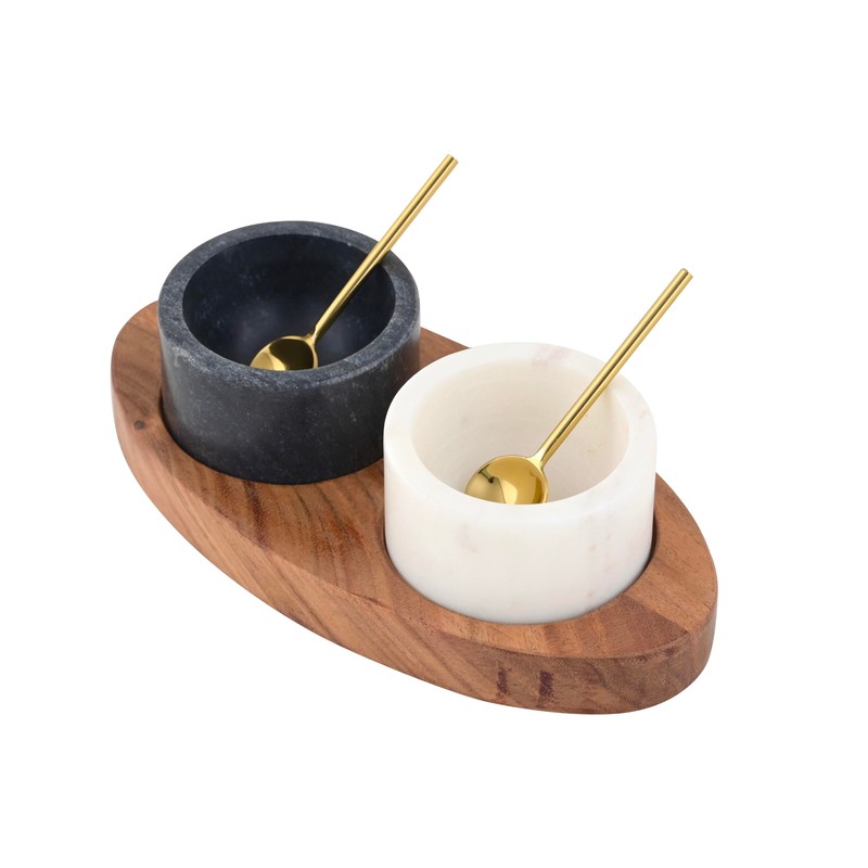 Cruiser’s Caché Marble Salt Cellars Set of 2 with Gold