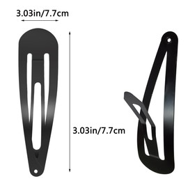 30 Pcs Snap Hair Clips, 3.1 Inch Big Size Barrettes Women No Slip Metal Snap Hair Clips Large Hair Pins(Black)