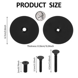 Door Hole Cover Plate 2 5/8" Round Door Knob Cover 0.75" 1.22" and 1.65" Connecting Screws Heavy Duty Steel Door Hole Filler Plate for Home Security Repair Locks and Doors Hole(Matte Black)