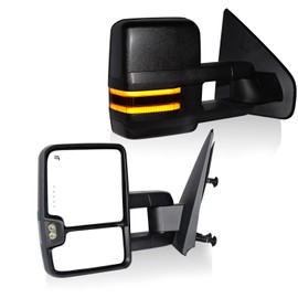AERDM Towing Mirrors Compatible with Ford F150 2004 2005 2006 2007 2008 2009 2010 2011 12 13 2014 Power Heated with Smoke Signal and Puddle Light Tow Mirrors Pair set Pickup Truck Tow Mirrors Pair set