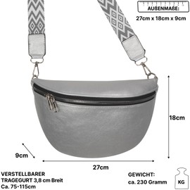 Bum Bag Shoulder Bag Crossbody Bag Waist Bag Faux Leather Italy Design, silver, Belt Bag & Waist Bag