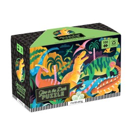 Mudpuppy Dinosaur Park – 100 Piece Glow in The Dark Jigsaw Puzzle with A Bold Scene of Marvelous Dinosaurs and Hidden Dino Skeleton Details in The Dark