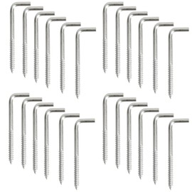YXQ 24pcs Square Bend Hooks,M4.8-60x20mm Self-Tapping L Shape Right Angle Wall Hook for Hang Display Medal Jewelry, Zinc Plated