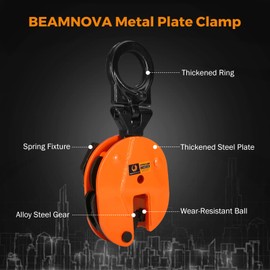 BEAMNOVA 2 Ton 4400 lbs Vertical Plate Lifting Clamp Flexible Ring Sheet Metal Steel Clamps Lifters Heavy Duty Orange