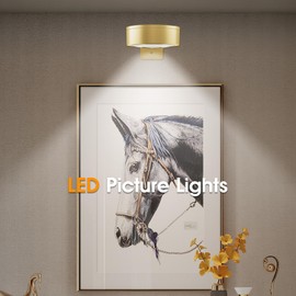 SIXDEFLY Picture Lights for Wall, 3 Lighting Modes Magnetic Art Display Light,Battery Operated Led Painting Light with Remote Control Dimmable & Timer,6Pack Gold